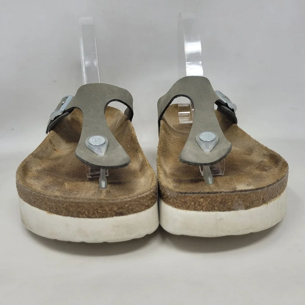 Papillio Birkenstock Gizeh Sandals EU39 US8 Grey Nubuck Platform Thong Comfort